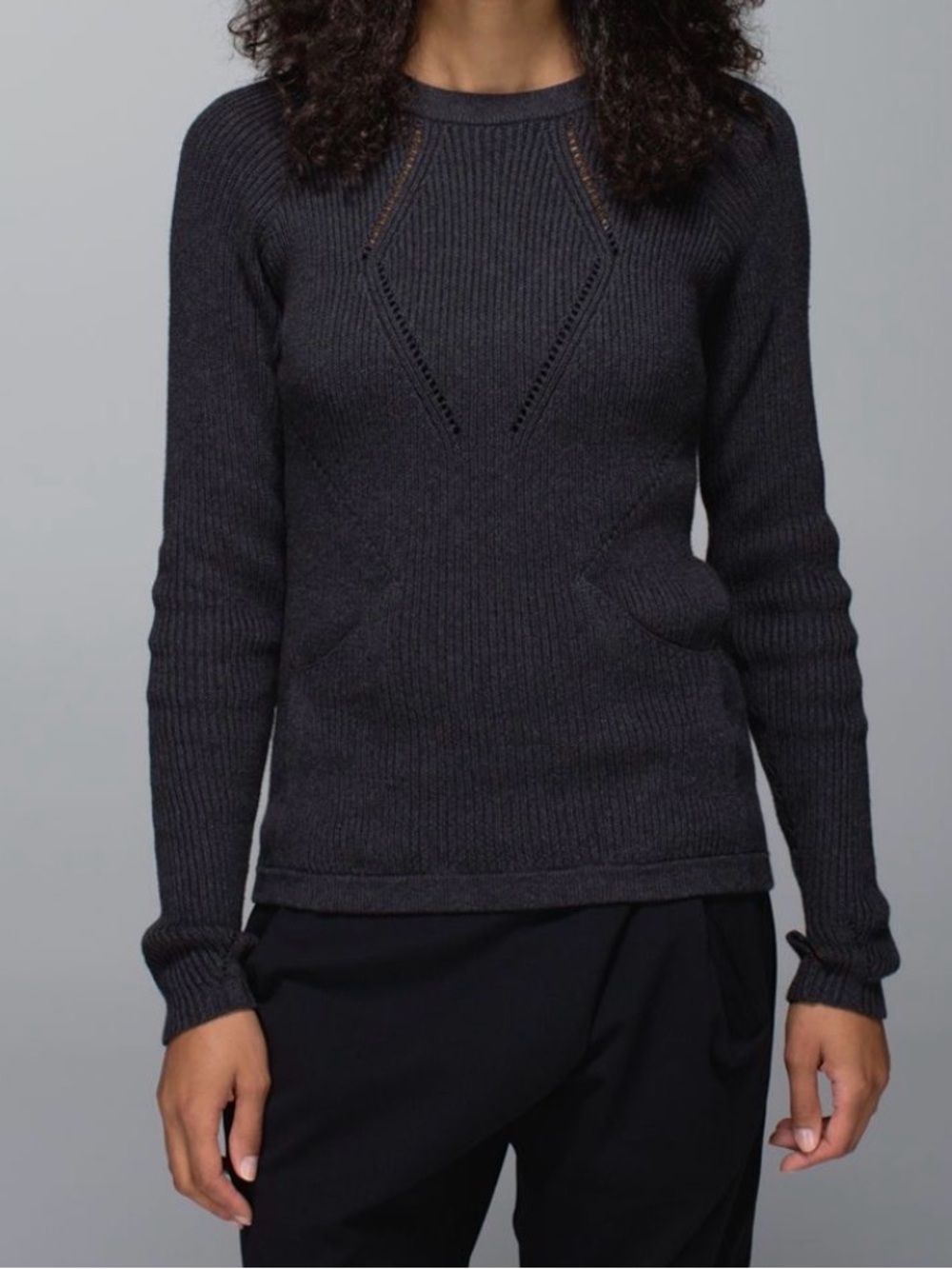Lululemon The Sweater The Better Athletic Ribbed Knit Sweater Stretchy Soft